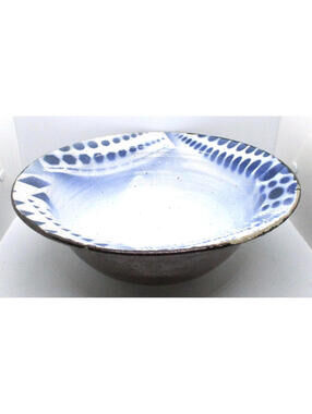 Original Large CPC Studio Pottery Signed 1990 Abstract Patterned Glossy Bowl